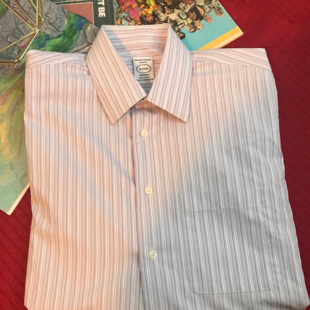 Lavender blue and black striped dress shirt
